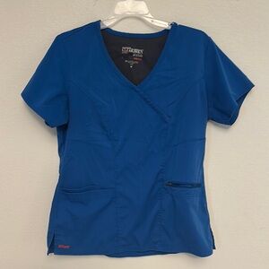 Grey's Anatomy Blue Fitted Wrap V-Neck Short Sleeve Top